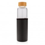 Glass bottle with textured PU sleeve, black