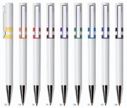Kuličkové pero Ethic - bílé s barevnými kroužky