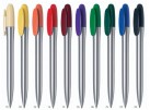 Kuličkové pero Bay - stříbrné tělo s plně barevným klipem